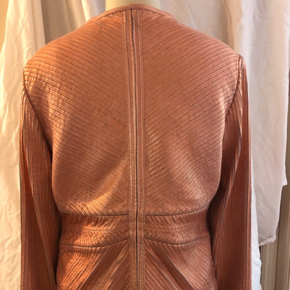 Peach Leather Zip up In Suede Jacket-S- - Picture 2 of 7